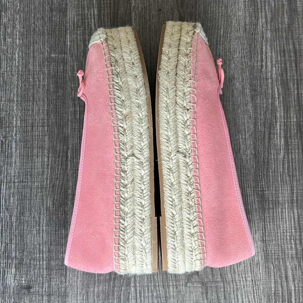 Talbots Pink‎ QUINN SUEDE PLATFORM ESPADRILLES Slip-On Bow Tie Shoes 7.5W